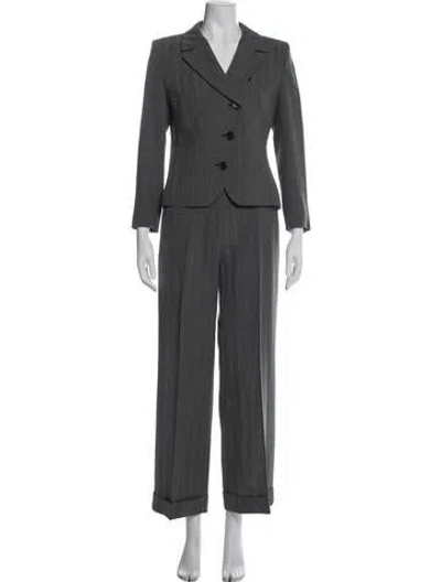 Pre-owned Max Mara Virgin Wool Tweed Pattern Pantsuit In Gray
