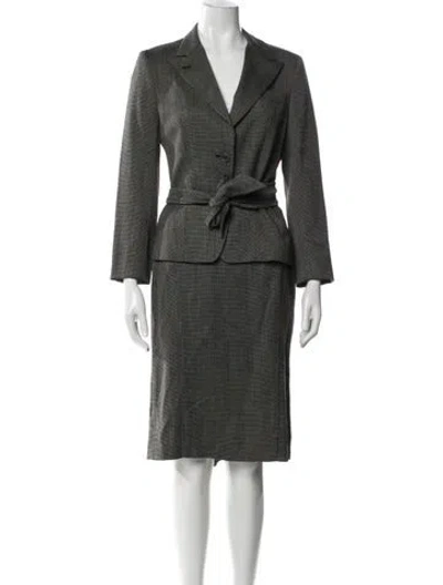 Pre-owned Max Mara Virgin Wool Tweed Pattern Skirt Set In Black