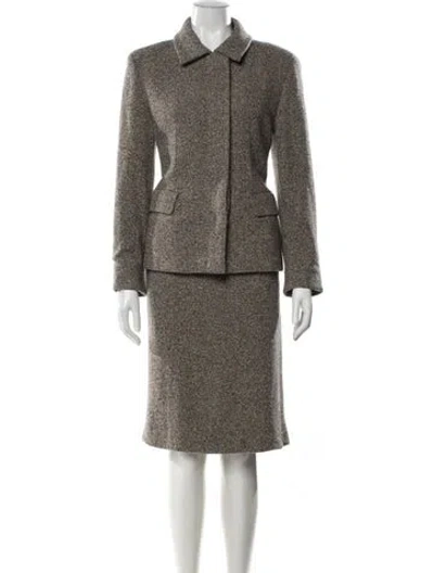 Pre-owned Max Mara Virgin Wool Tweed Pattern Skirt Suit In Black