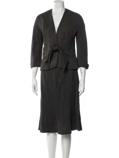 Pre-owned Max Mara Virgin Wool Tweed Pattern Skirt Suit In Neutral