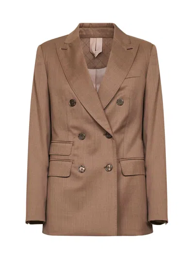 Max Mara Virgin Wool Twill Double-breasted Blazer In Neutral