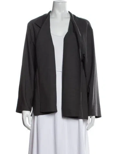 Pre-owned Max Mara Virgin Wool V-neck Blouse In Gray