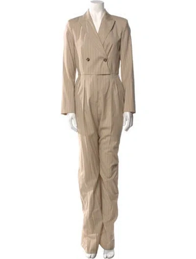 Pre-owned Max Mara Virgin Wool V-neck Jumpsuit In Neutral