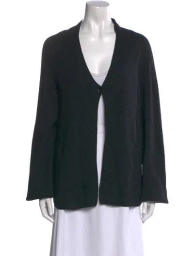 Pre-owned Max Mara Virgin Wool V-neck Sweater In Black