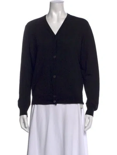 Pre-owned Max Mara Virgin Wool V-neck Sweater In Blue