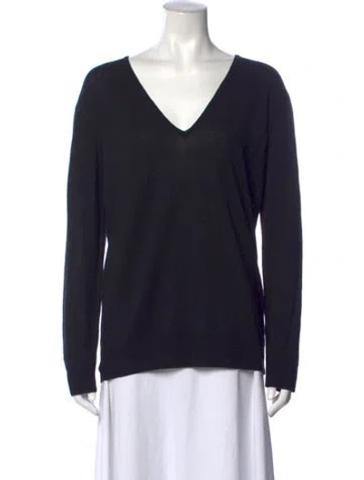 Pre-owned Max Mara Virgin Wool V-neck Sweater In Blue