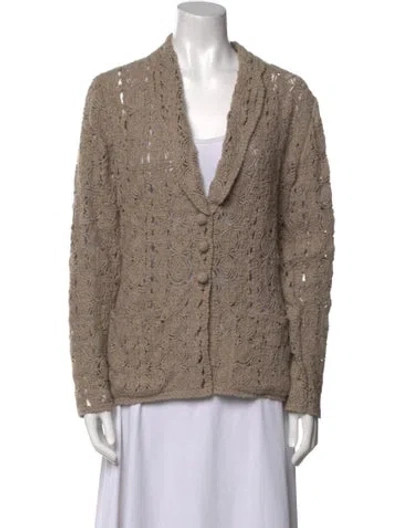Pre-owned Max Mara Virgin Wool V-neck Sweater In Brown