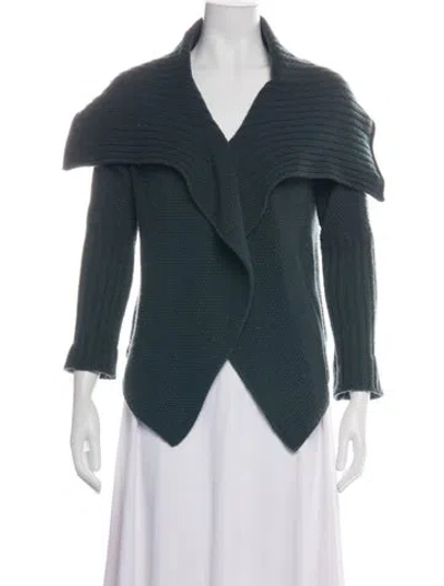 Pre-owned Max Mara Virgin Wool V-neck Sweater In Green
