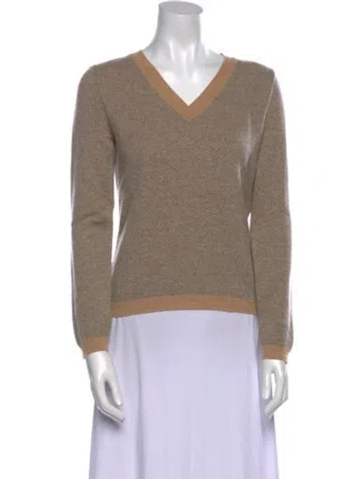 Pre-owned Max Mara Virgin Wool V-neck Sweater In Neutral