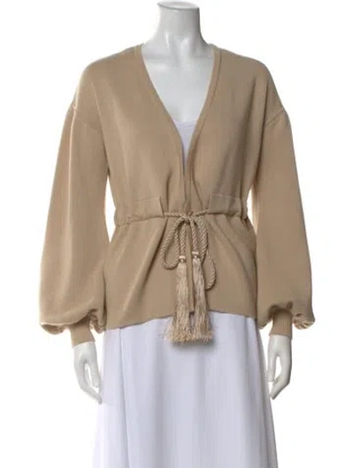 Pre-owned Max Mara Virgin Wool V-neck Sweater In Neutral