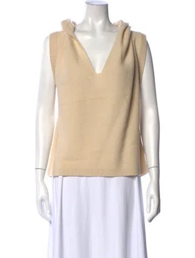 Pre-owned Max Mara Virgin Wool V-neck Sweater In Neutral