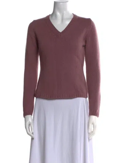 Pre-owned Max Mara Virgin Wool V-neck Sweater In Purple