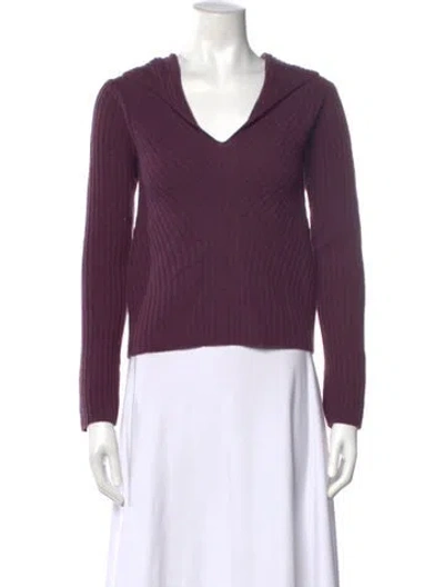Pre-owned Max Mara Virgin Wool V-neck Sweater In Purple