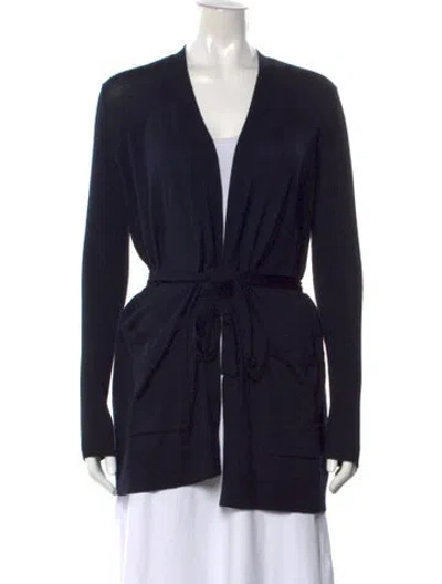 Pre-owned Max Mara Virgin Wool V-neck Sweater W/ Tags In Blue