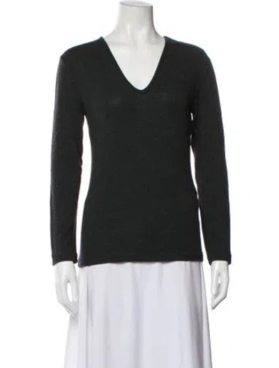 Pre-owned Max Mara Virgin Wool V-neck Top In Gray