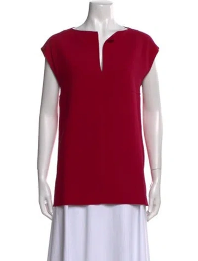 Pre-owned Max Mara Virgin Wool V-neck Top In Pink