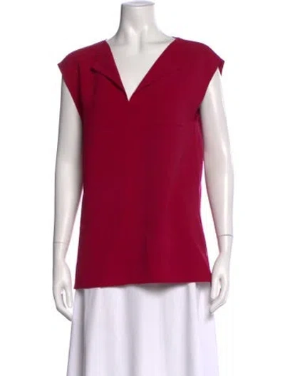 Pre-owned Max Mara Virgin Wool V-neck Top In Pink