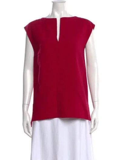 Pre-owned Max Mara Virgin Wool V-neck Top In Pink