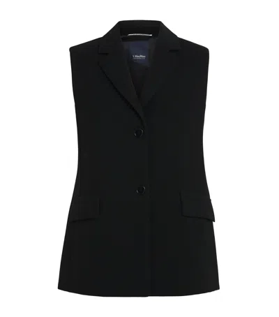 Max Mara Virgin Wool Waistcoat In Black