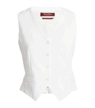 Max Mara Virgin Wool Waistcoat In White