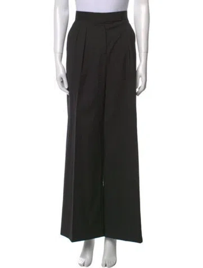 Pre-owned Max Mara Virgin Wool Wide Leg Pants In Black
