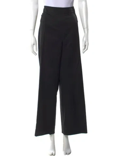 Pre-owned Max Mara Virgin Wool Wide Leg Pants In Black