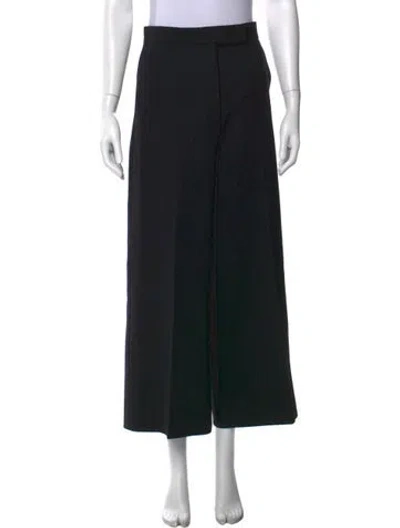 Pre-owned Max Mara Virgin Wool Wide Leg Pants In Black