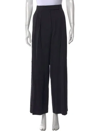 Pre-owned Max Mara Virgin Wool Wide Leg Pants In Black