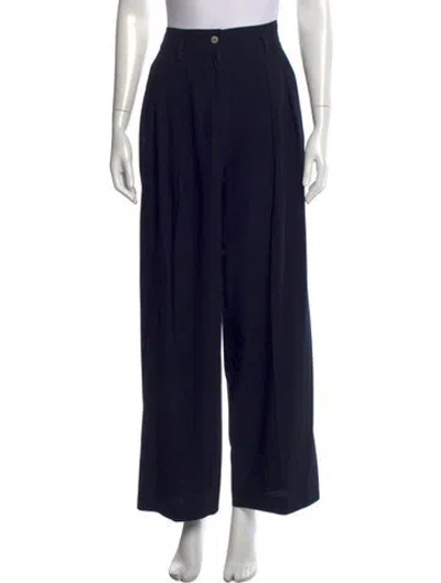 Pre-owned Max Mara Virgin Wool Wide Leg Pants In Black