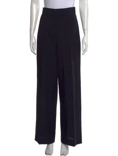 Pre-owned Max Mara Virgin Wool Wide Leg Pants In Black/blue
