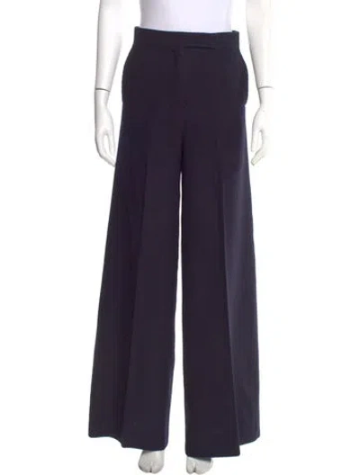 Pre-owned Max Mara Virgin Wool Wide Leg Pants In Blue