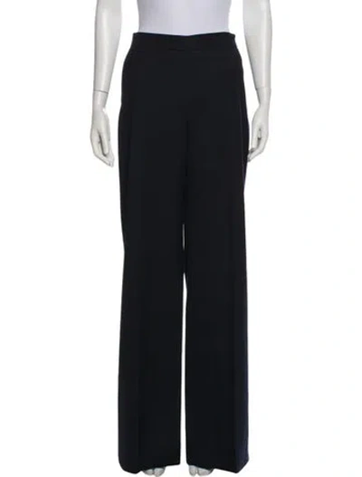 Pre-owned Max Mara Virgin Wool Wide Leg Pants In Blue