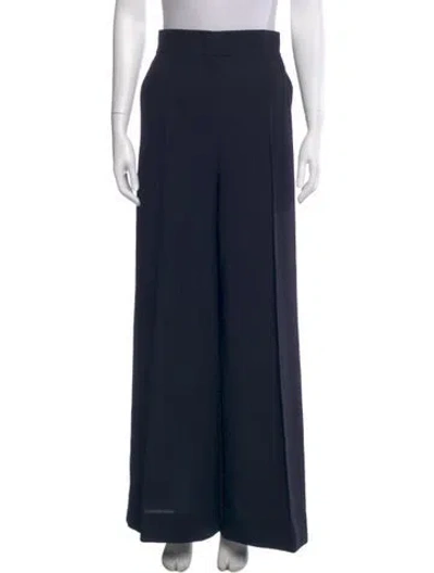 Pre-owned Max Mara Virgin Wool Wide Leg Pants In Blue