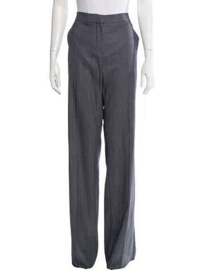 Pre-owned Max Mara Virgin Wool Wide Leg Pants In Blue