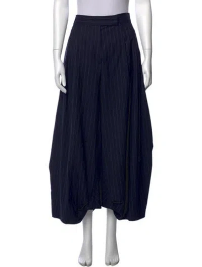 Pre-owned Max Mara Virgin Wool Wide Leg Pants In Blue