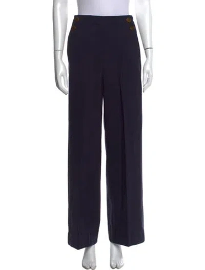 Pre-owned Max Mara Virgin Wool Wide Leg Pants In Blue