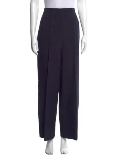 Pre-owned Max Mara Virgin Wool Wide Leg Pants In Blue