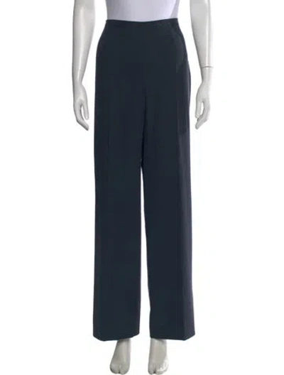 Pre-owned Max Mara Virgin Wool Wide Leg Pants In Blue