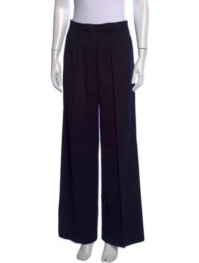 Pre-owned Max Mara Virgin Wool Wide Leg Pants In Blue