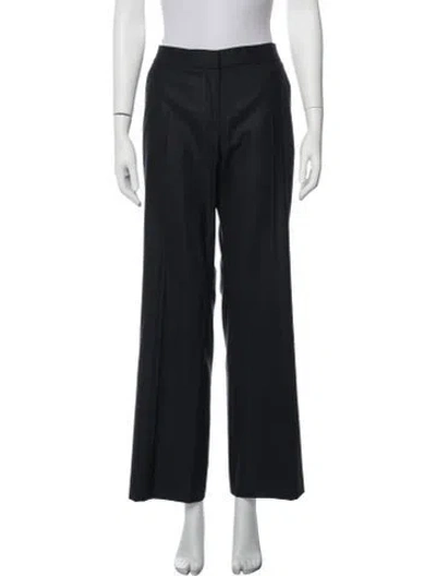 Pre-owned Max Mara Virgin Wool Wide Leg Pants In Blue