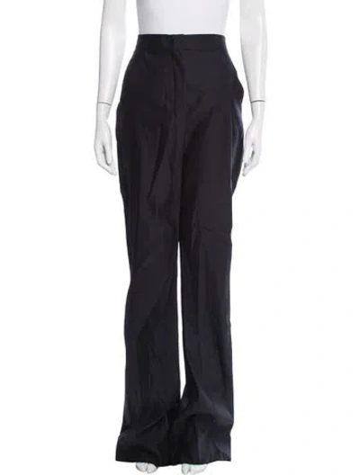 Pre-owned Max Mara Virgin Wool Wide Leg Pants In Blue