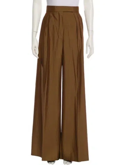 Pre-owned Max Mara Virgin Wool Wide Leg Pants In Brown