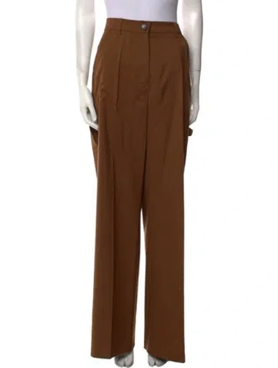 Pre-owned Max Mara Virgin Wool Wide Leg Pants In Brown