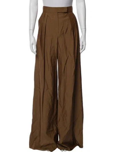 Pre-owned Max Mara Virgin Wool Wide Leg Pants In Brown