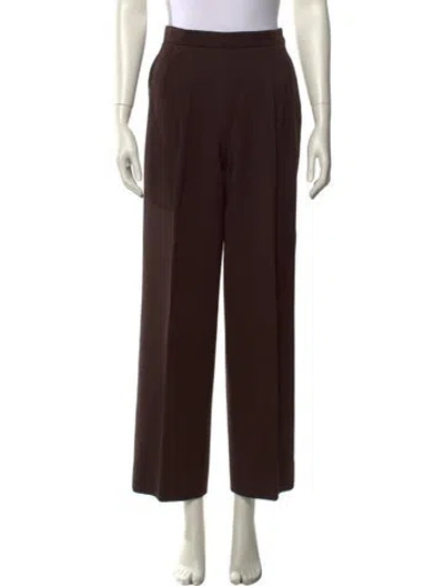 Pre-owned Max Mara Virgin Wool Wide Leg Pants In Brown