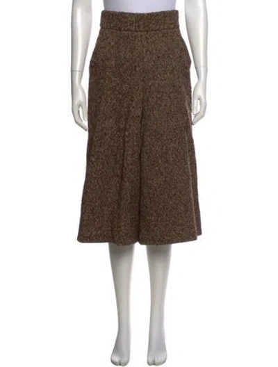 Pre-owned Max Mara Virgin Wool Wide Leg Pants In Brown