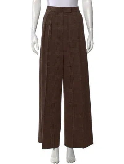 Pre-owned Max Mara Virgin Wool Wide Leg Pants In Brown