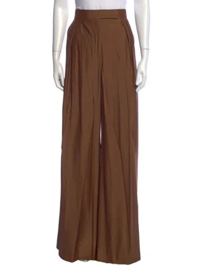 Pre-owned Max Mara Virgin Wool Wide Leg Pants In Brown