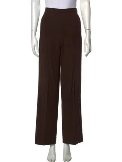 Pre-owned Max Mara Virgin Wool Wide Leg Pants In Brown