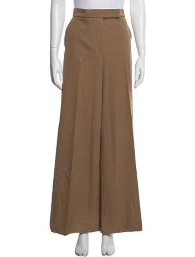 Pre-owned Max Mara Virgin Wool Wide Leg Pants In Brown